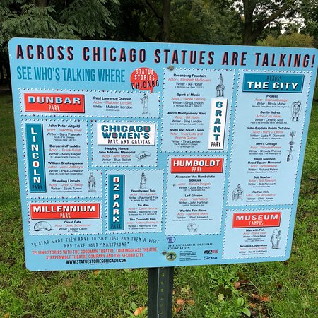 Talking Statues sign in Chicago