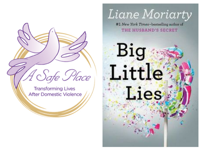 A Safe Place Logo and Big Little Lies book cover