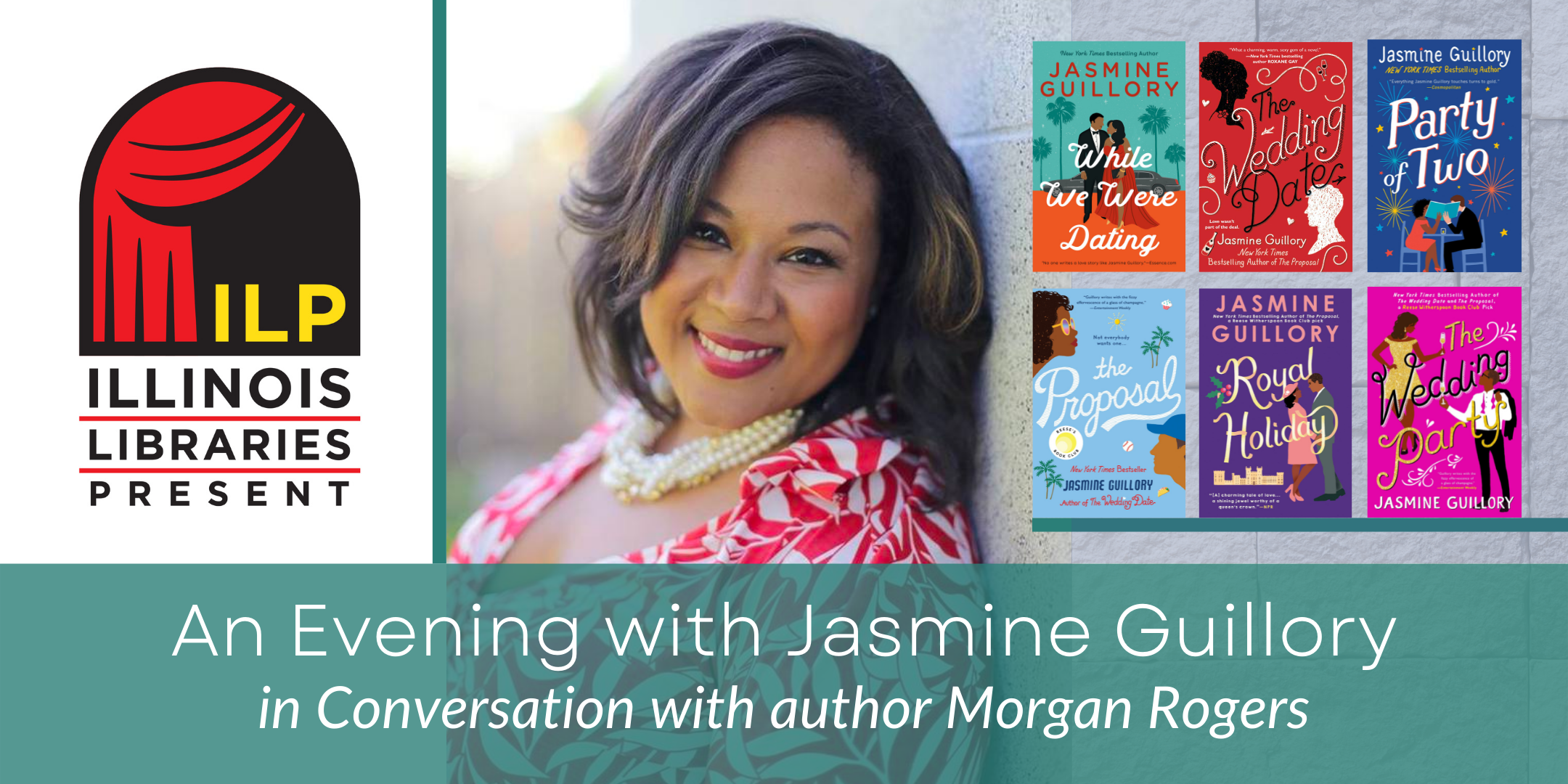 Illinois Libraries Present: An Evening with Jasmine Guillory event image with author and book covers