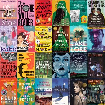 Pride Month Blog Image of rainbow colored book covers