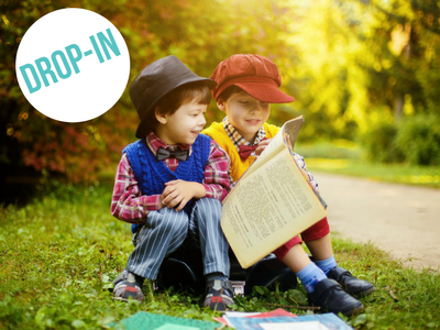 Kids reading outside