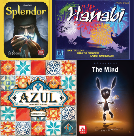 Splendor: Hanabi: Azul: The Mind