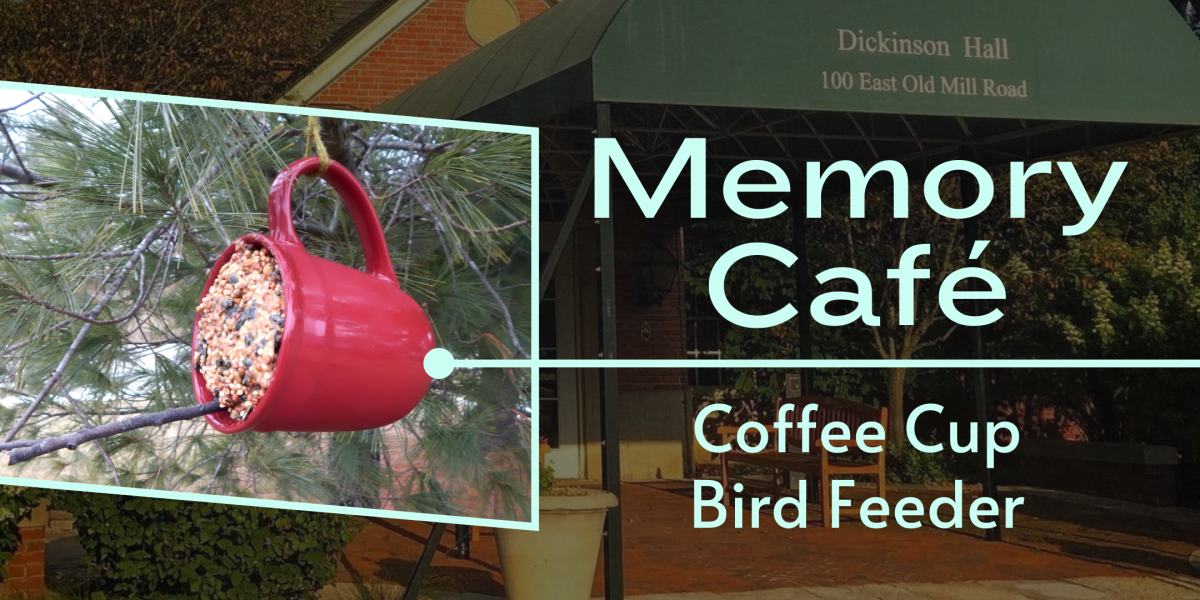 image of "Memory Café at Dickinson Hall: Coffee Cup Bird Feeder"